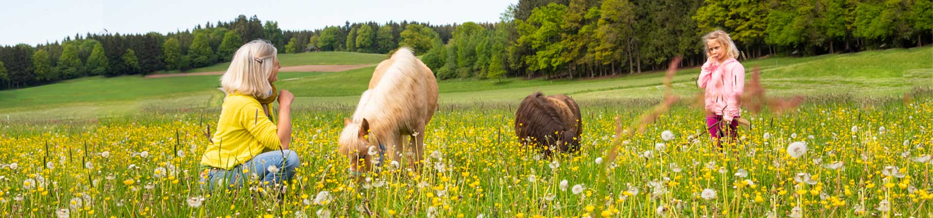 Ponys reiten Kinderreiten in der Kinderreitschule Grabenstätt im Chiemgau in Bayern